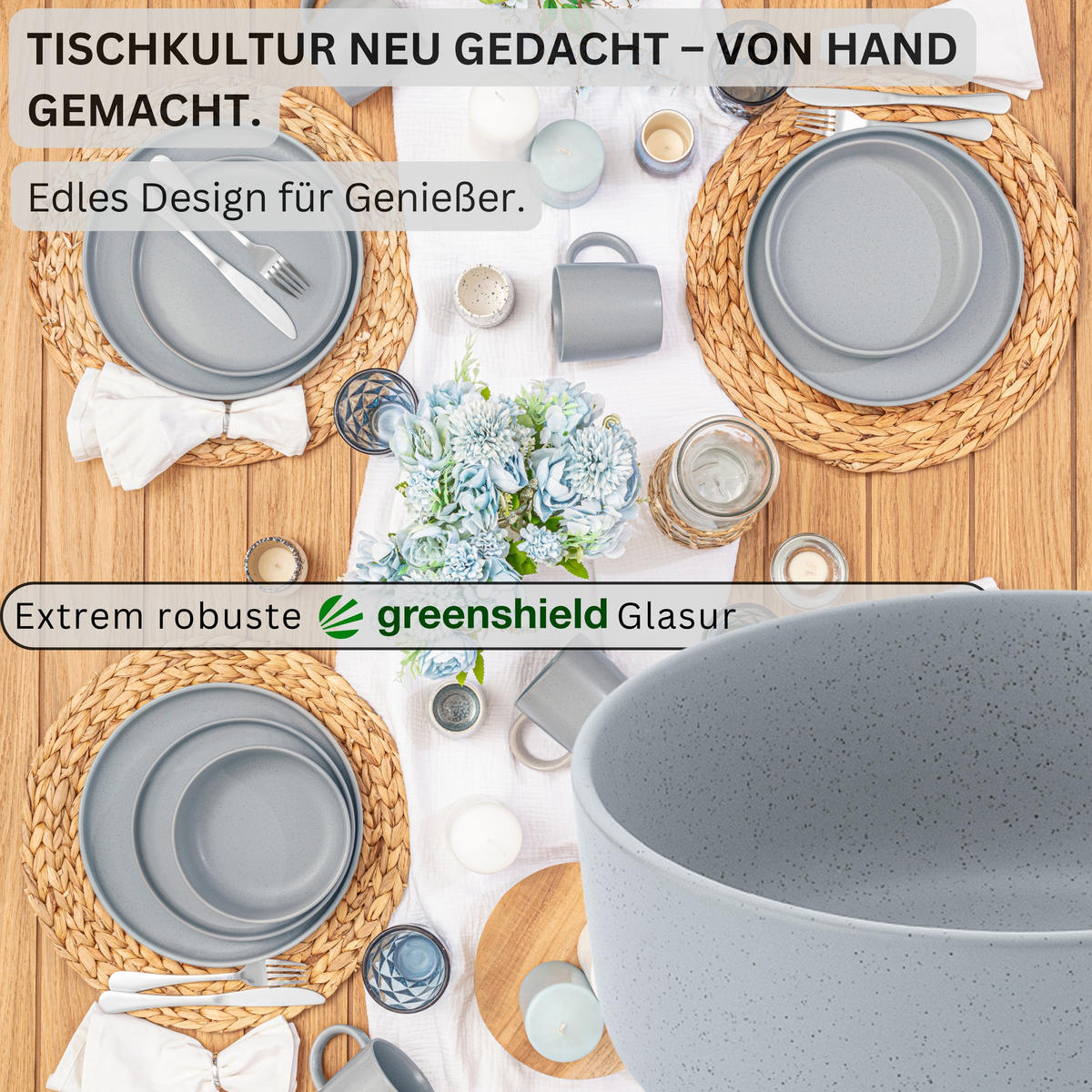 SCHALEN LEEDS STERLING - 6 teilig aus Steingut - Hellgrau, Stein (16.5/16.5/6.5cm) - Sänger