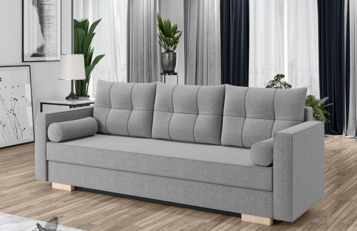 SOFA Hellgrau KAYA Drei-Sitzer - Grau, Naturmaterialien (217/92/85cm) - Sepro Meble