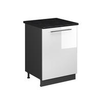 KÜCHENUNTERSCHRANK Fame-Line, Weiß Hochglanz/Anthrazit, 60 cm 1 Tür mit Arbeitsplatte - Weiß Hochglanz/Anthrazit, Holzwerkstoff (60/82/60cm) - Vicco