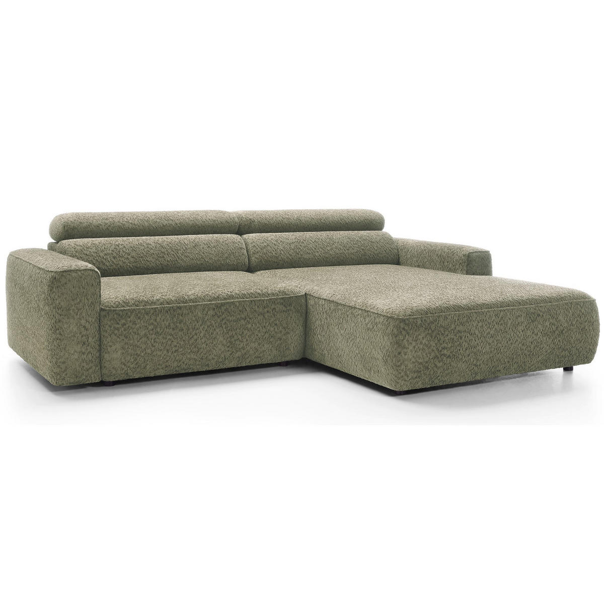 ROHOVÁ pohovka Fando s elektricky výsuvným sedákem, šalvějový ženil, levá - černá/světle zelená, textil/plast (182/252cm) - Selsey