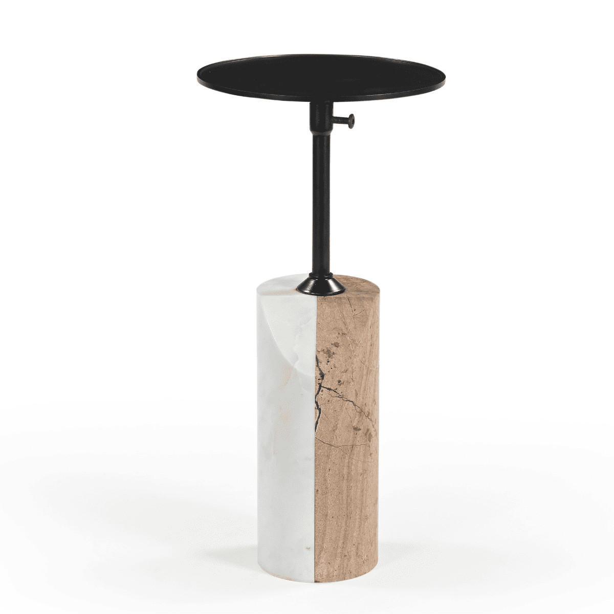 BEISTELLTISCH mit Marmorfuß D23 cm - ERNEST - Weiß, Naturmaterialen (28/23/53cm) - Signature