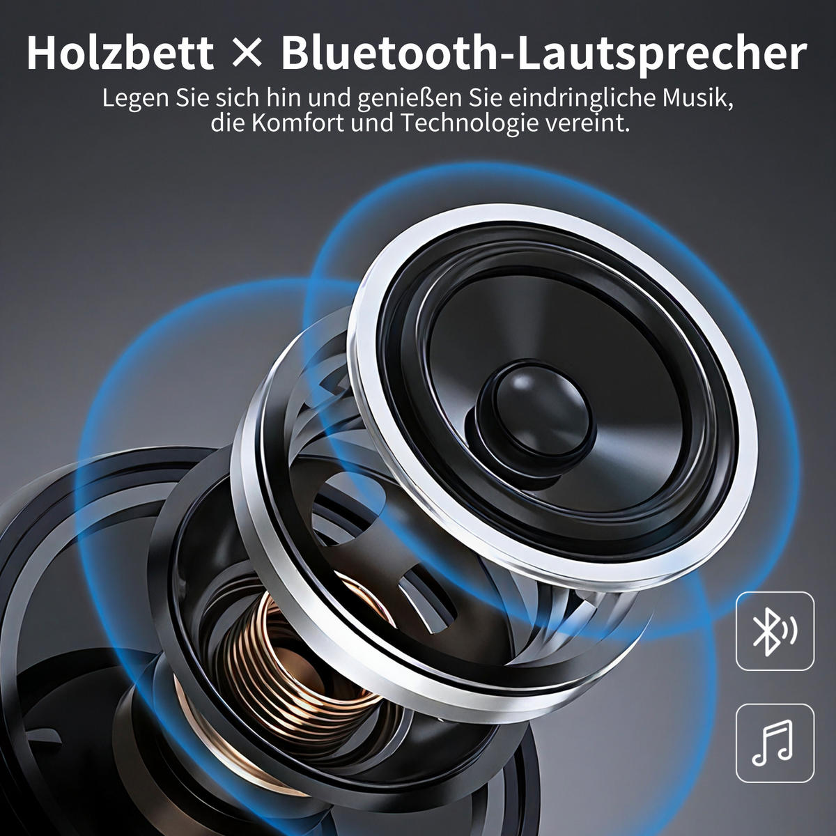 DOPPELBETT 160x200 USB Bluetooth Lautsprecher Weiß - Weiß, Holzwerkstoff (160/200cm) - FLIEKS