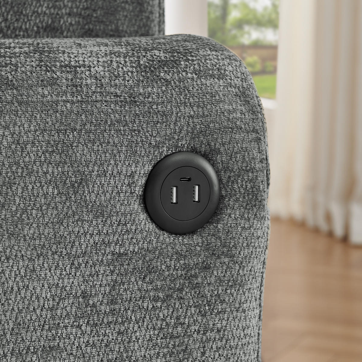 2-SITZER-SOFA DE-34622 mit USB-Ladefunktion Grau - Grau, Textil (100/89/220cm) - ComfortXL