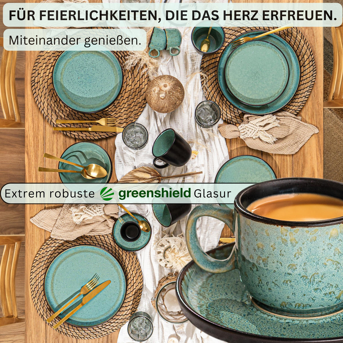 ESPRESSOTASSEN SET FIJI - 12 teilig aus Steingut - Grün, Keramik (0.08L) - Sänger