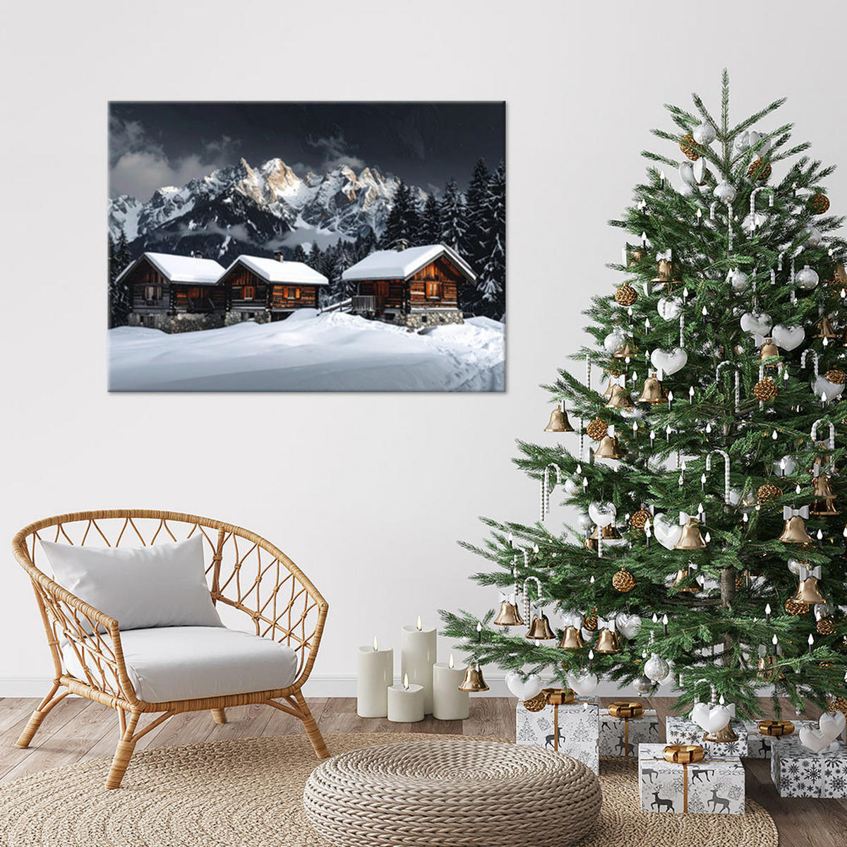 LEINWANDBILD Weihnachten 120x80cm - Schwarz, Textil (120/80cm) - Feeby