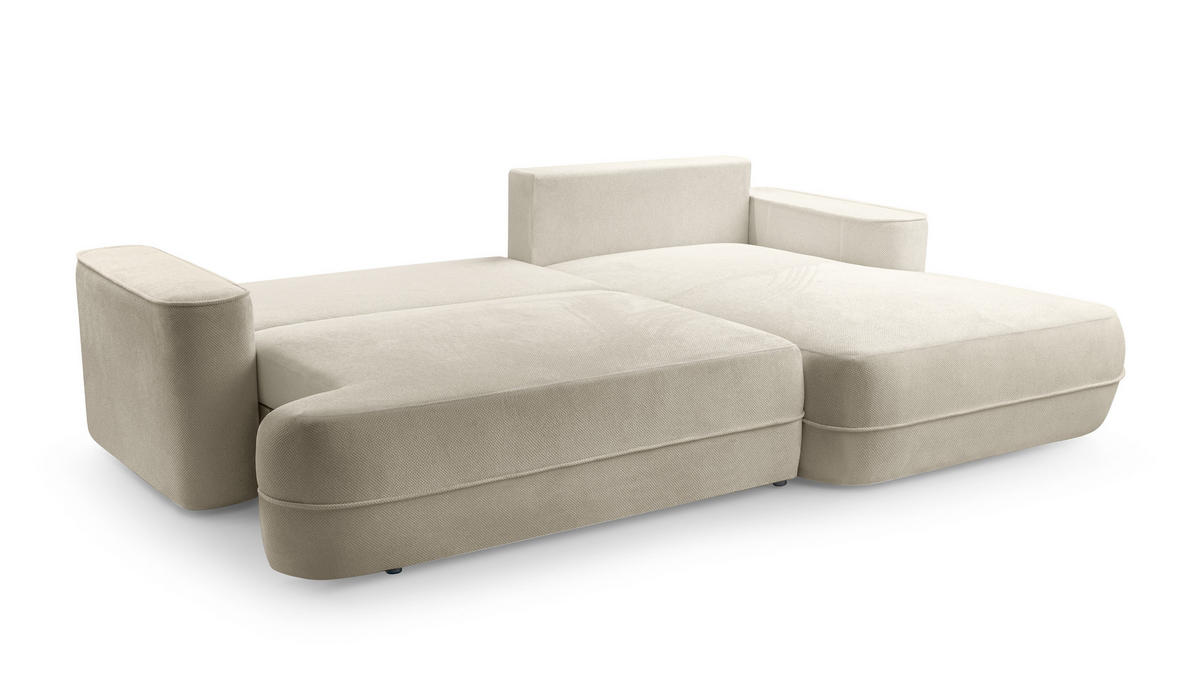 ECKCOUCH L Form Peoni Beige 267/168/87 cm mit Schlaffunktion R - Beige/Schwarz, Kunststoff/Textil (267/168cm) - AX Living