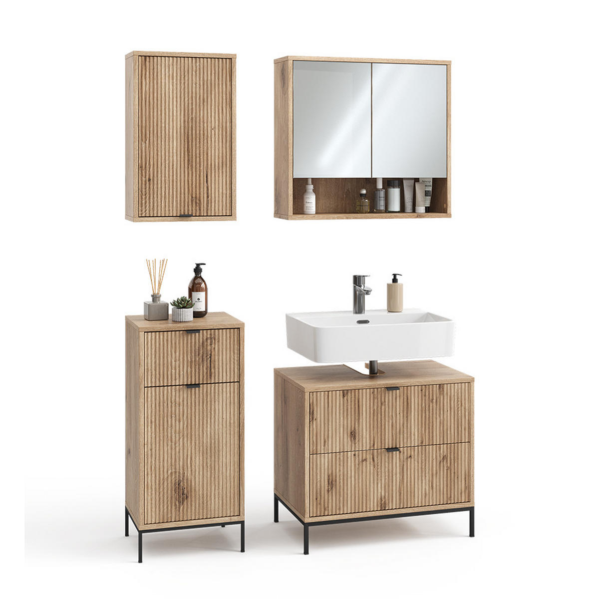 BADMÖBEL-SET Eliza Viking Oak 4 Teile - Eichefarben, Holzwerkstoff (70/63/45.1cm) - Vicco