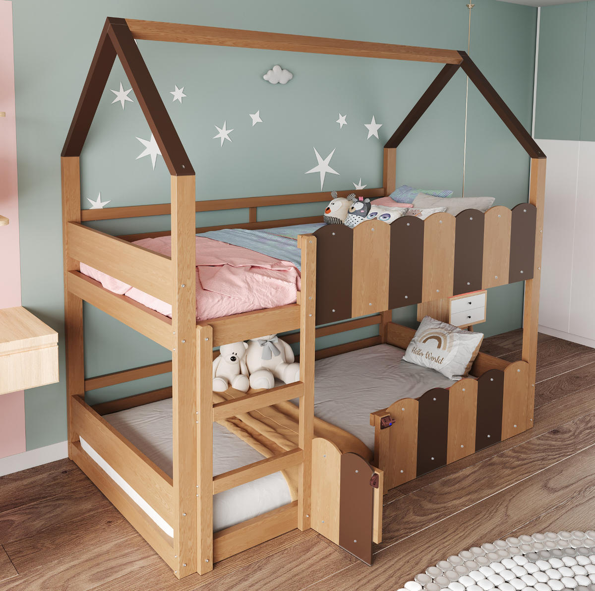 HOCHBETT Hausdesign 90/200 cm Naturholz mit Lattenrost - Naturfarben, Holz (90/200cm) - MIVRAY