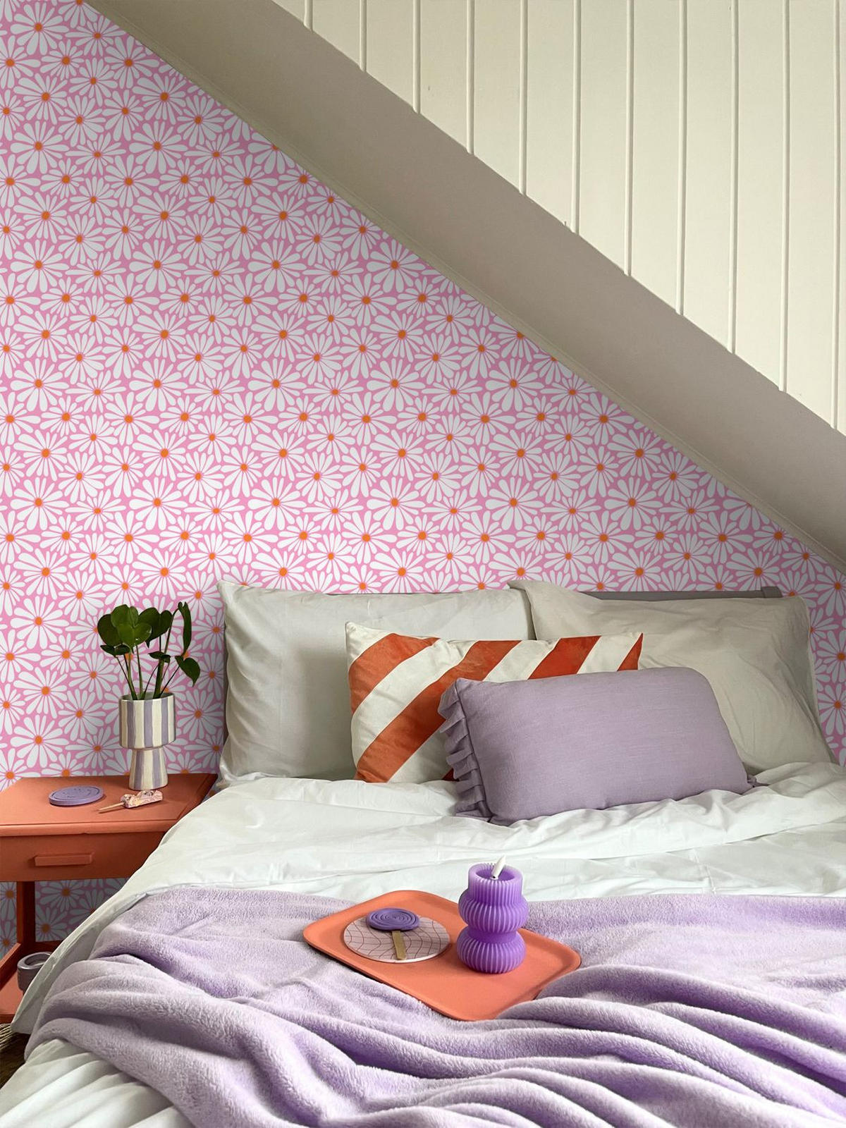 TAPETE Gänseblümchen 50 x 900 cm - Pink, Papier (50/900cm) - ESTAhome