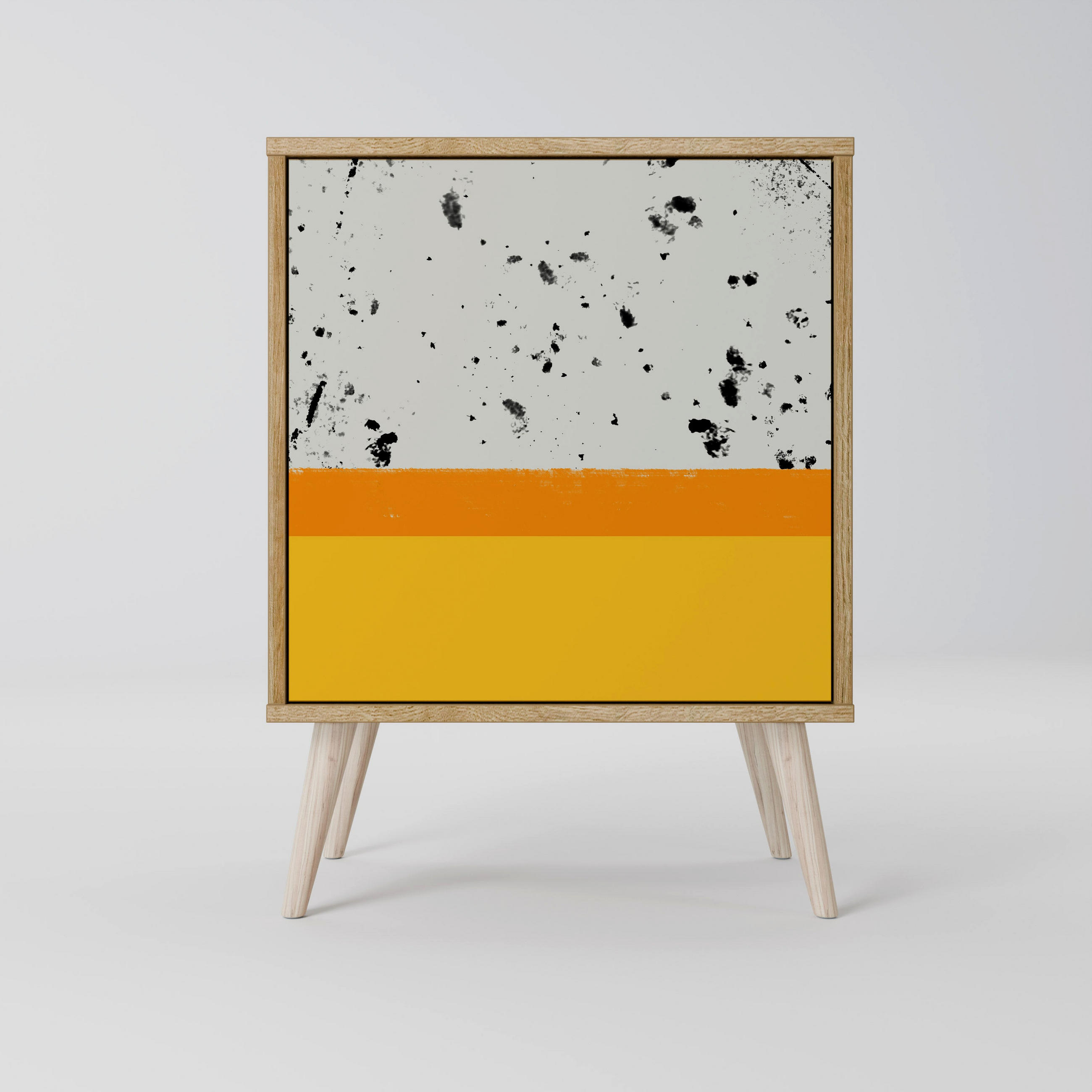 SIDEBOARD DYED BY ORANGE, Eichefarben, 57,5x42x77,5 cm, Schräge Buchenholzfüße - Eichefarben/Buchefarben, Holzwerkstoff/Buchenholz (57.5/77.5/42cm) - SpaceRebels