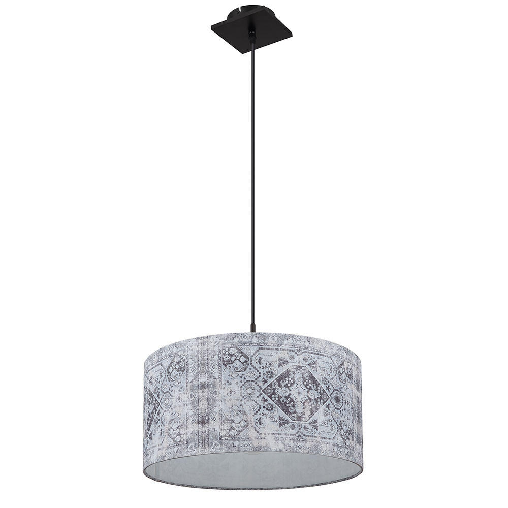 HÄNGELEUCHTE Metall Textilschirm Grau Blau - Grau, Metall (40/40/150cm)