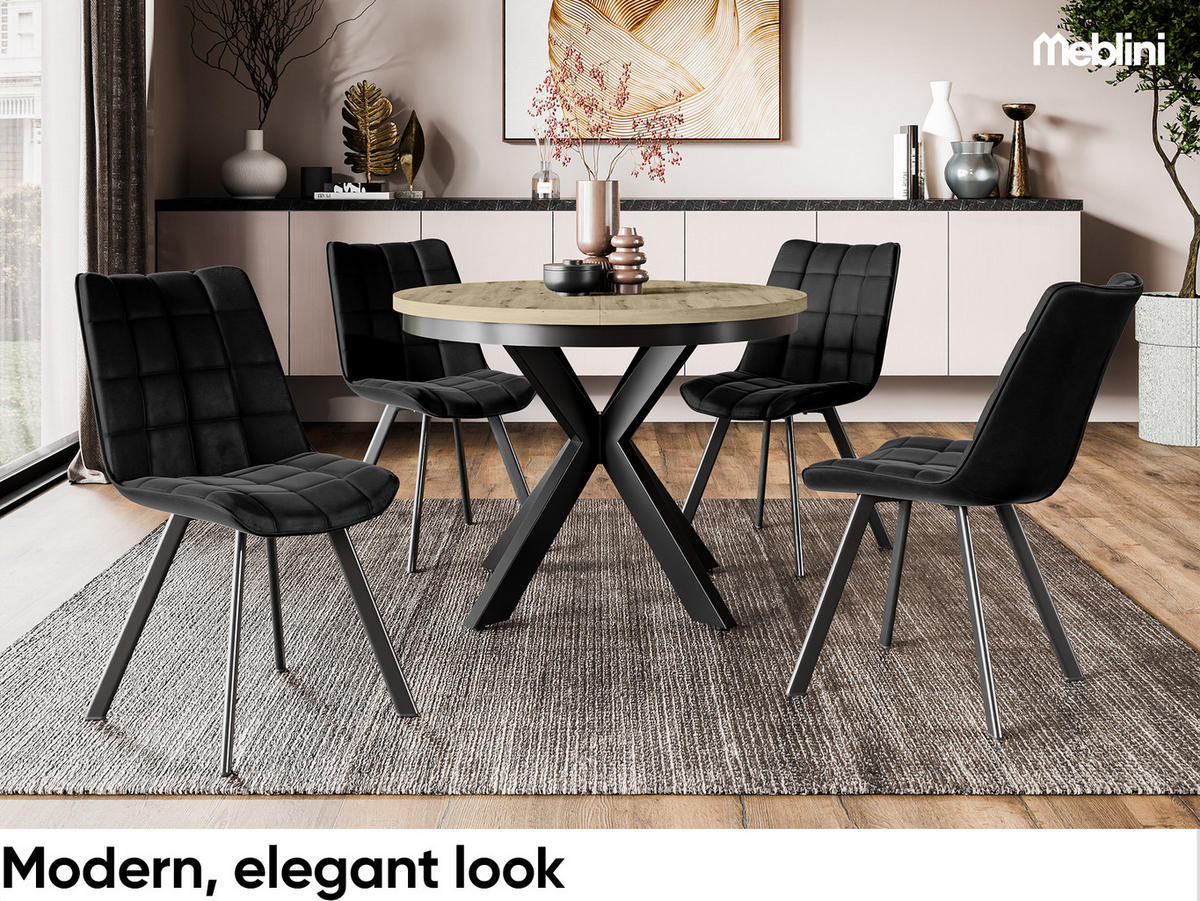 ESSTISCH BAGIO - Schwarz/Eiche Artisan, Holzwerkstoff (100/100/77cm) - Meblini