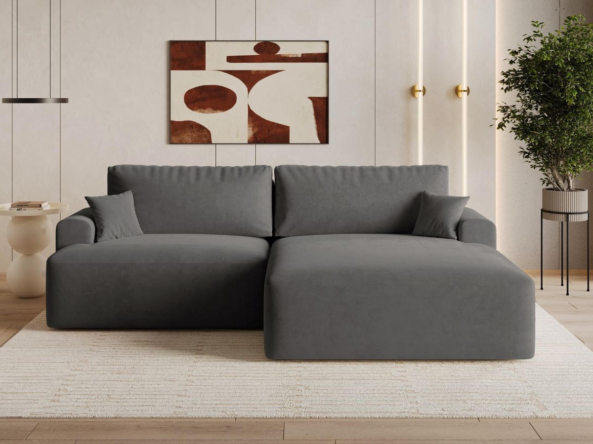 ECKSOFA Serene Dunkelgrau Rechts - Dunkelgrau, Holz/Textil (145/259cm) - Graingold