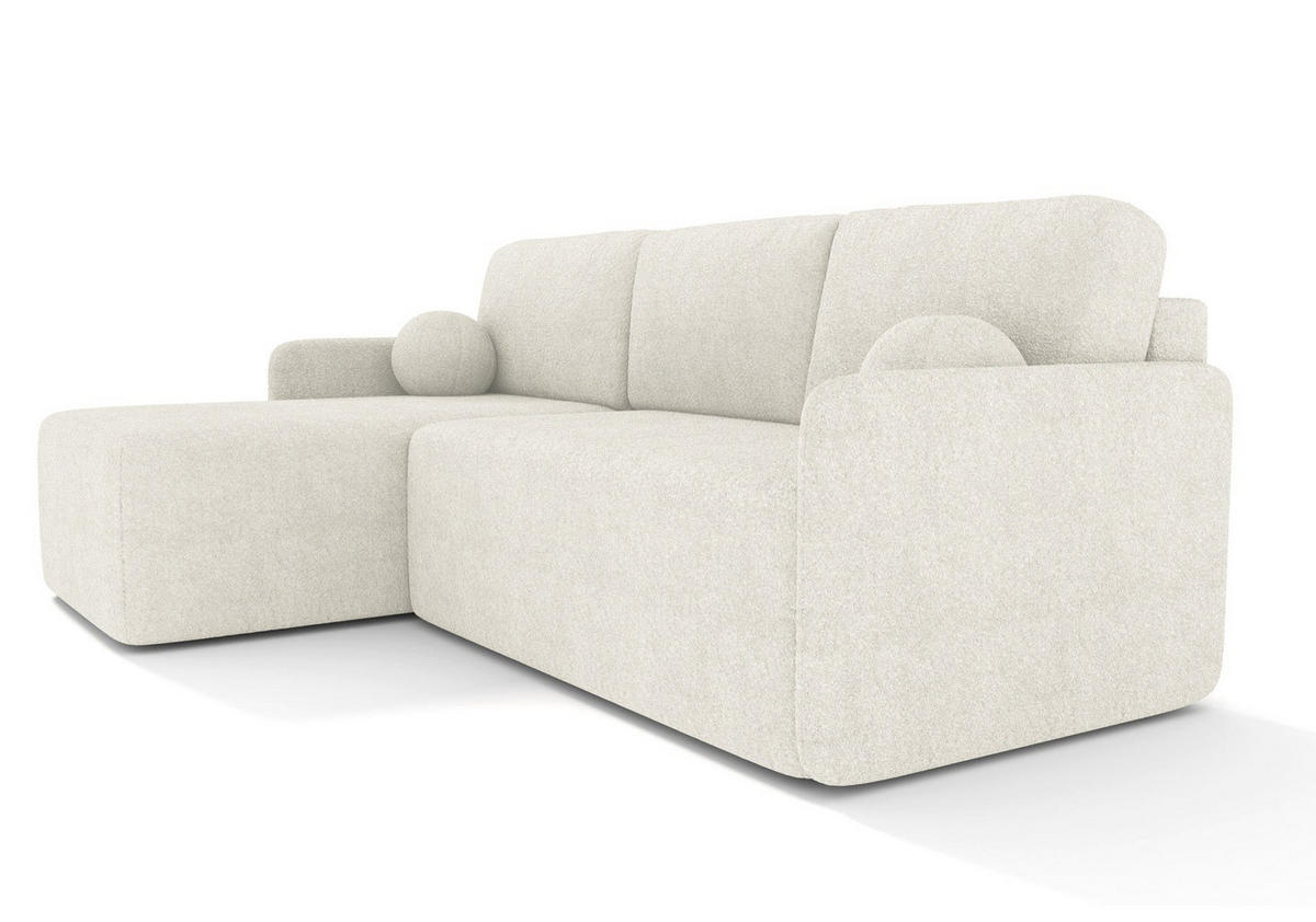 ECKSOFA Bloom Creme Bouclé - Creme, Textil (212/142cm) - Selsey