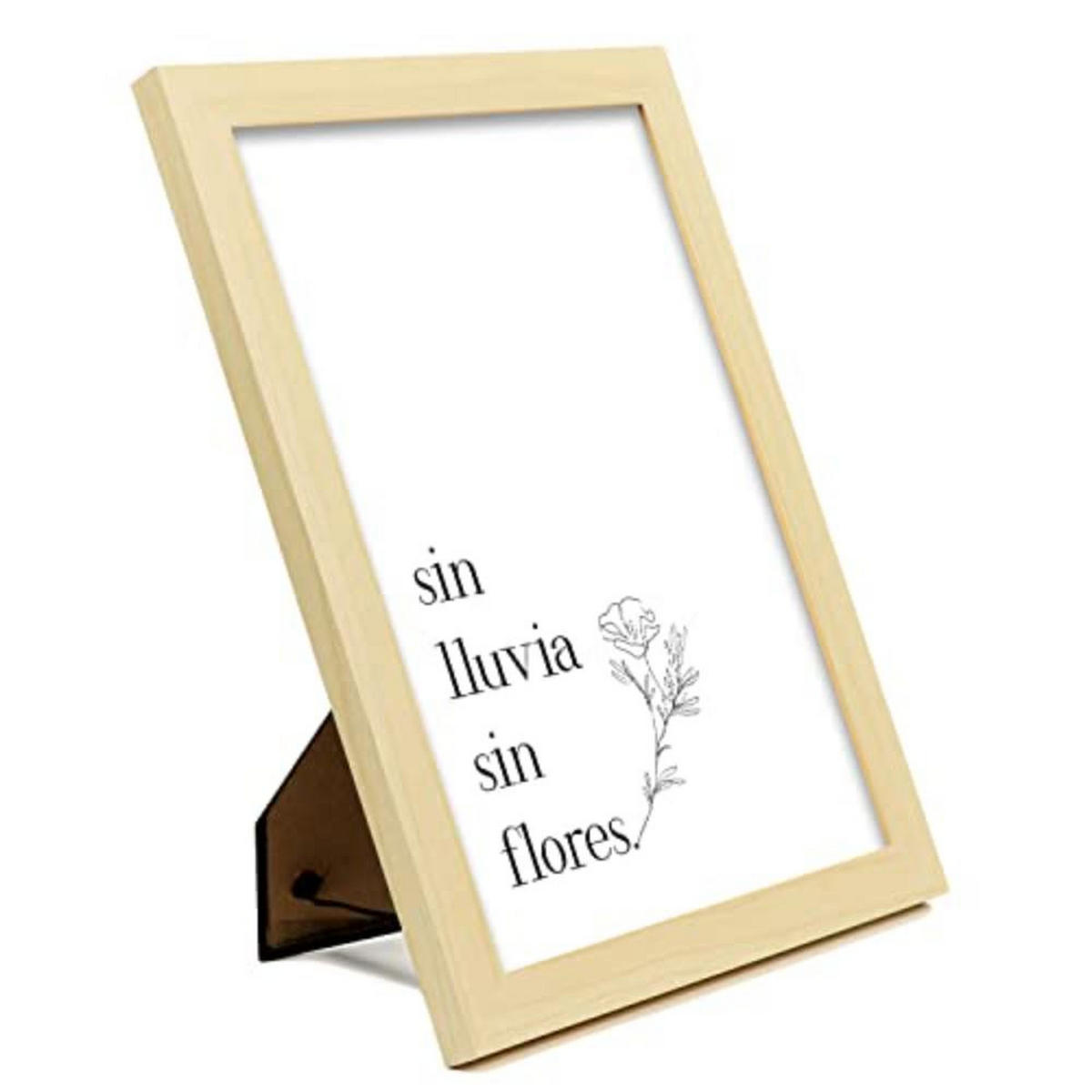 POSTER Set mit 4 Glücklich TypografieStil A4 Rahmen aus hellem Holz - Beige, Papier (29.7/3cm) - Nacnic
