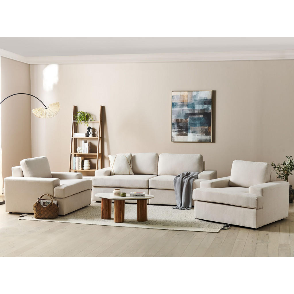 Thumbnail - Beliani Sofa-Set, Beige, Textil, 5-Sitzer, 112x112x208 cm, Wohnzimmer, Sofas & Couches, Sitzgarnituren