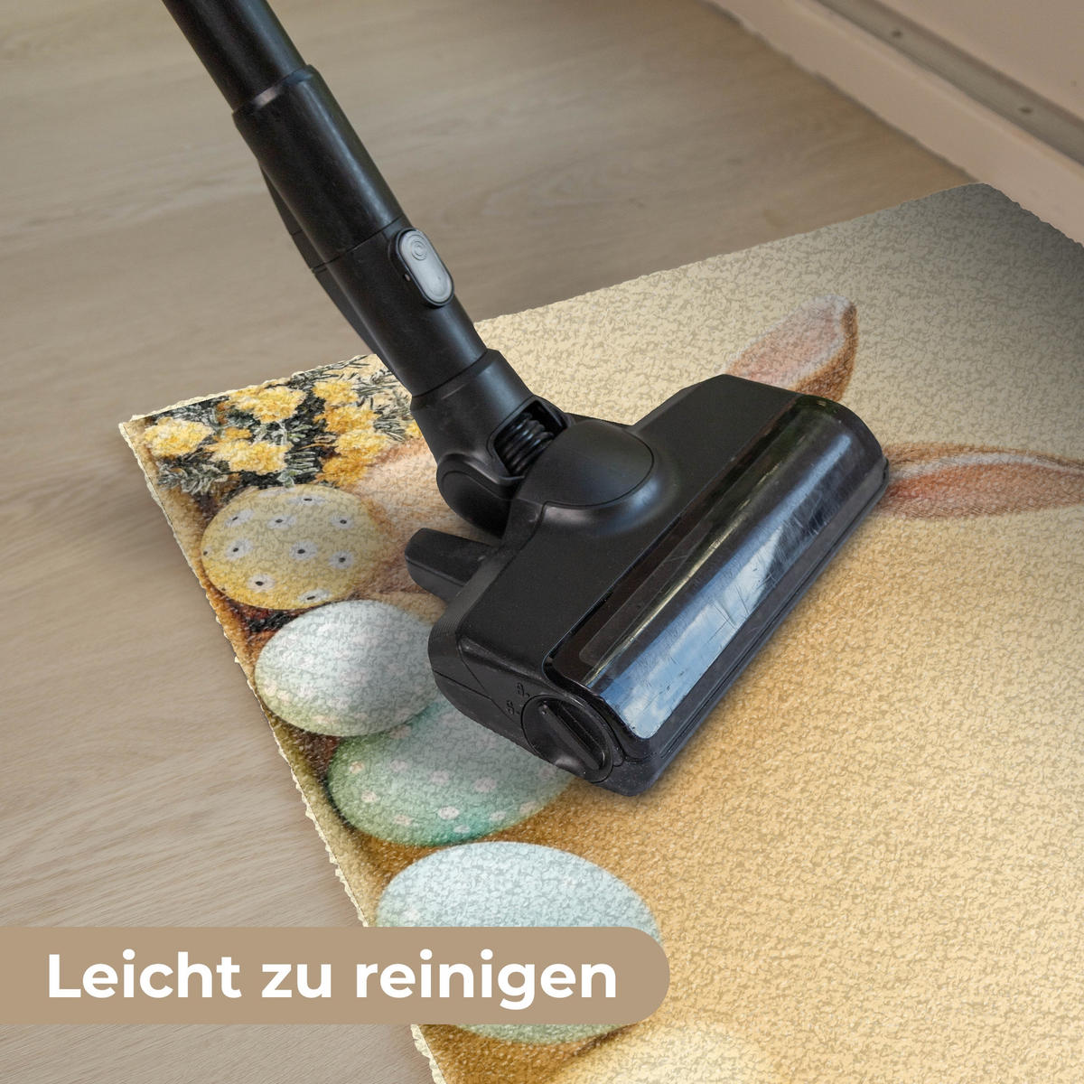 FUSSMATTE Eier - Kaninchen - Pastellfarbtöne 90x60 cm - Hellgelb, Kunststoff (60/90cm) - MuchoWow