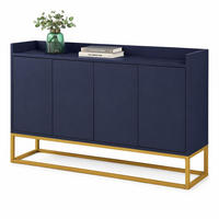 SIDEBOARD in Marineblau Anrichte mit 4 Türen für Esszimmer, Küche und Wohnzimmer, B120/T30/H80 cm - Goldfarben/Dunkelblau, Holzwerkstoff/Metall (120/80/30cm) - STILVORA