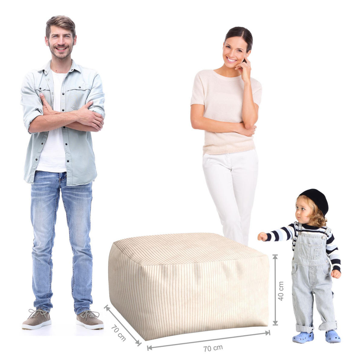 SITZSACK COMFORT Vanilla Ice - Ecru/Creme, Textil (70/40/70cm) - Dreamroots