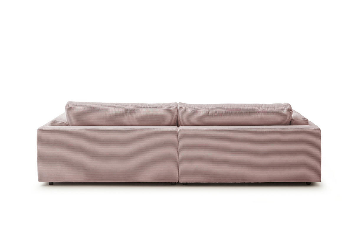 BIG SOFA RAINA Pink Cord - Pink/Schwarz, Kunststoff/Textil (294/85/150cm) - KAWOLA