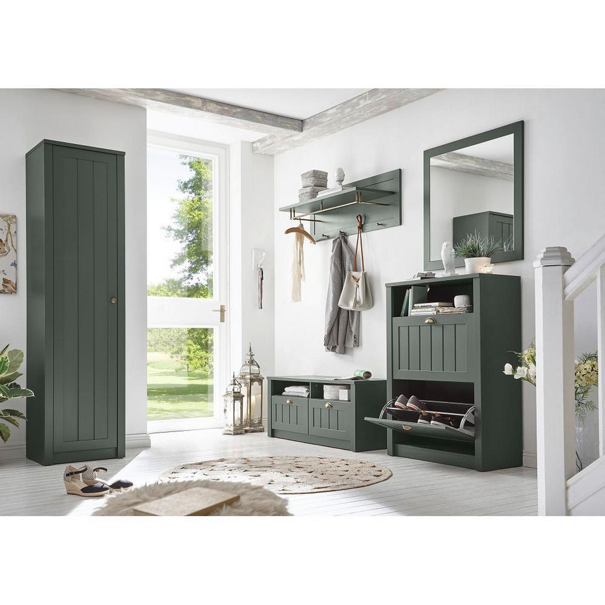 STAURAUMSCHRANK Athen-61 - Grün, Holzwerkstoff (50/197/43cm) - Lomado