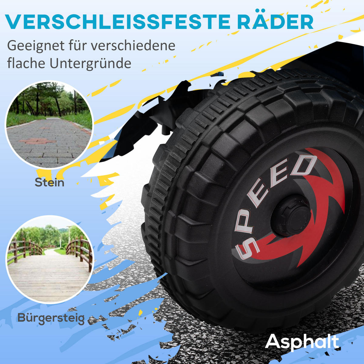 MINI ELEKTRO-QUAD KINDER, Grau+Schwarz+Blau+/Grün/Rot, Kunststoff+ Metall - Blau, Metall (106/41.5/48.5cm) - HOMCOM