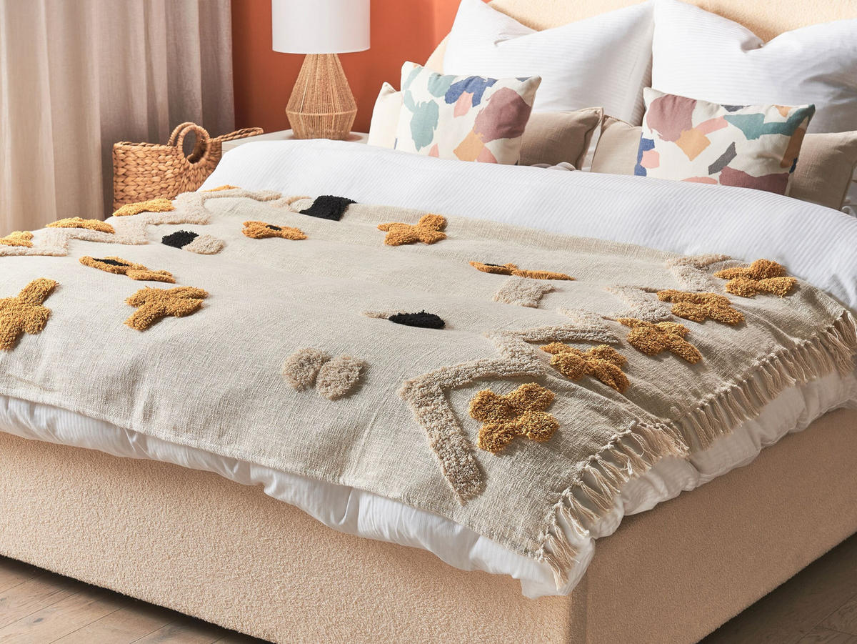 DECKE Helles Beige Adoni 130/180 cm - Beige, Naturmaterialen/Textil (130/180cm) - Beliani
