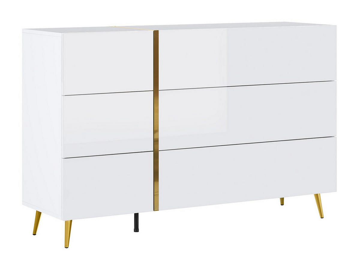 KOMMODE - 134.9 cm x 41 cm - holz - weiß, goldfarben Marzialo - Goldfarben/Weiß, Holz (134/87.2/41cm) - Vente-Unique