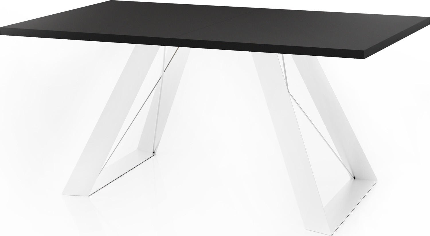 ESSTISCH Colter Weiß rechteckig ausziehbar, Schwarz 160-260/90/76 cm - Schwarz/Weiß, Holzwerkstoff/Metall (160/90/76cm) - WFL GROUP