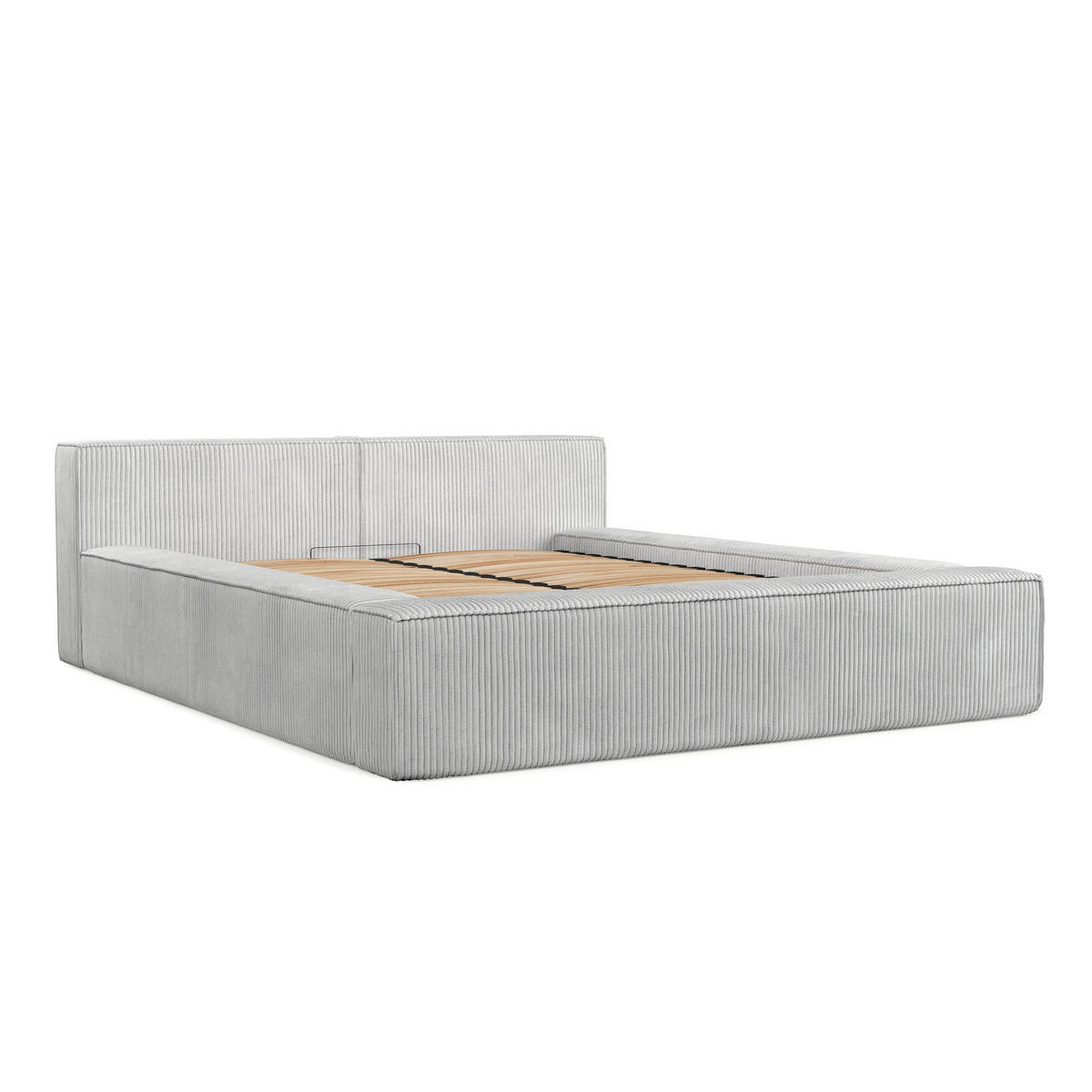 POLSTERBETT Casto mit Stauraum 160/200 cm Hellgrau im Poso Stoff - Hellgrau/Schwarz, Holz/Holzwerkstoff (160/200cm) - AltaBeds