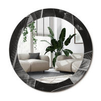 SPIEGEL Rund Ø 70 cm mit Aufdruck - Grau, Glas (70/70/0.4cm) - Wallfluent