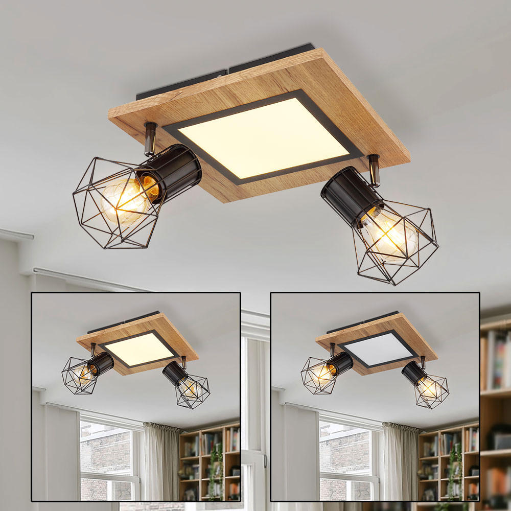 LED DECKENLEUCHTE PRISKA Braun Holzoptik - Braun, Metall (30/30/22.5cm)