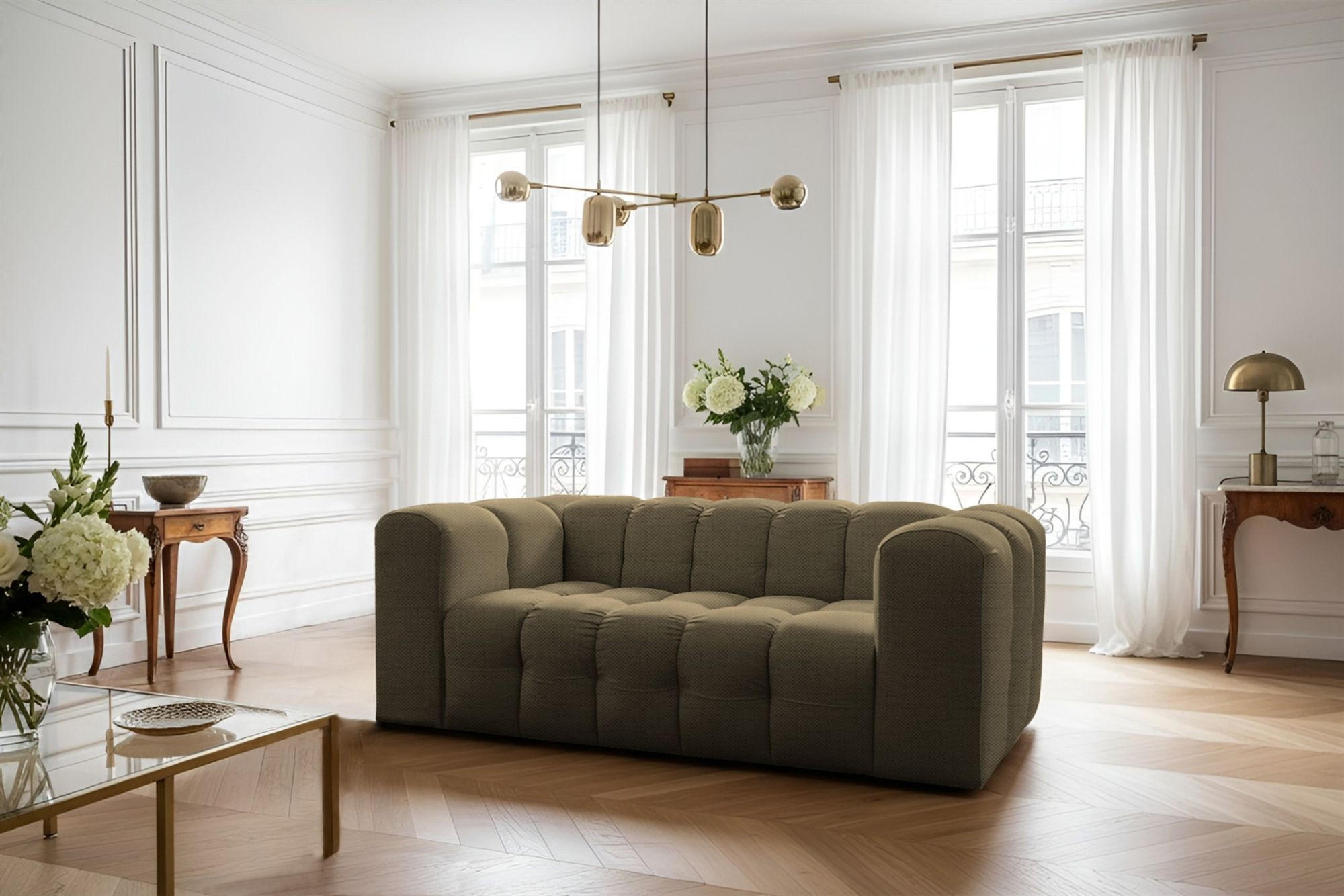 SOFA 2-sitzer Solvie In Moly - Grün, Holzwerkstoff/Textil (200/75/106cm) - Fun Möbel