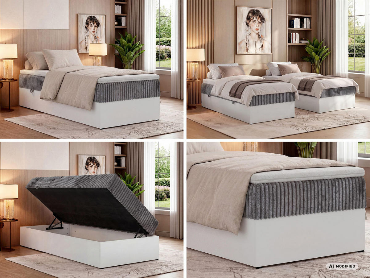AMERICKÁ POSTEĽ TRAVIT ZERO 90 90/200 - Sivá Manšester - Topper T25 - H4 (tvrdý) - čierna/sivá, textil/plast (90/200cm) - MKS