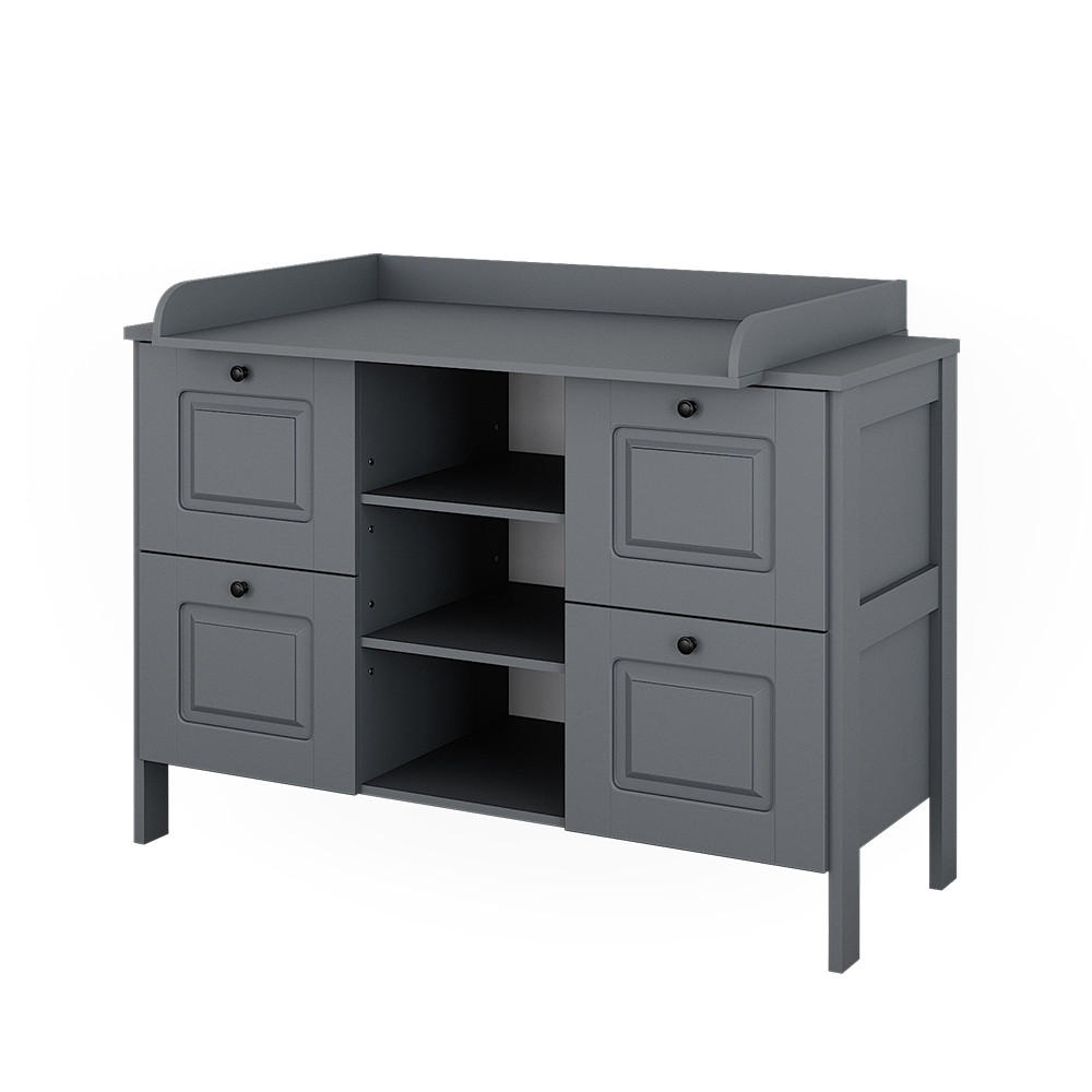 WICKELKOMMODE Ajaton Grau 133 x 98.4 cm mit 4 Schubladen - Grau, Holzwerkstoff (133/98.4/70cm) - VitaliSpa
