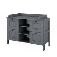 WICKELKOMMODE Ajaton Grau 133 x 98.4 cm mit 4 Schubladen - Grau, Holzwerkstoff (133/98.4/70cm) - VitaliSpa
