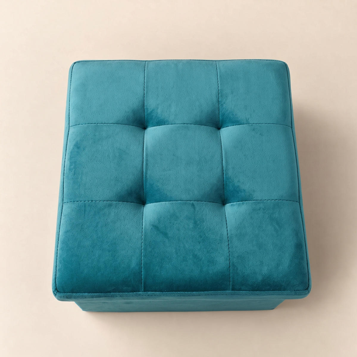 SAMT-POUF mit Stauraum 38/38/38 cm - Blau, Textil (38/38/38cm) - SCENA LIVING