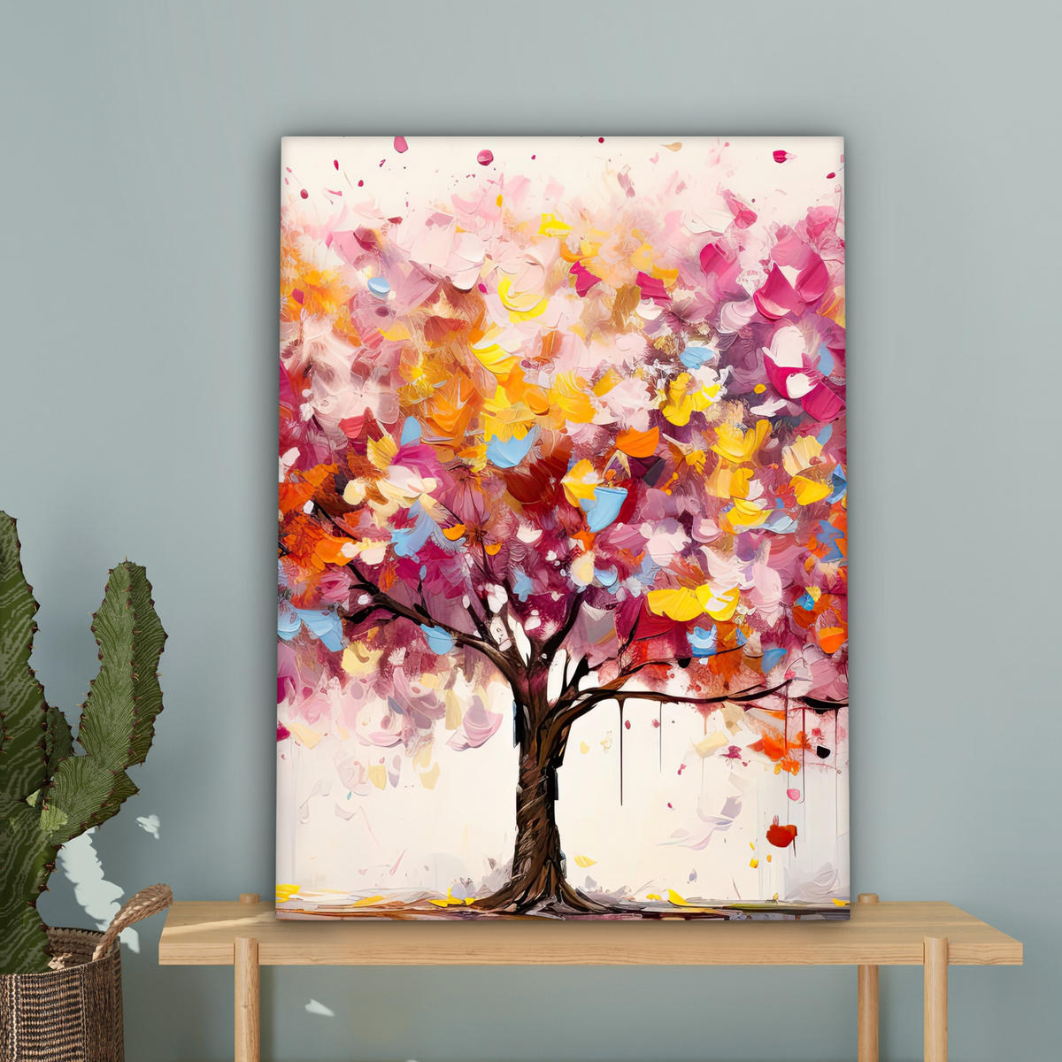 LEINWANDBILD Aquarell - Baum - Kunst - Abstrakt 60x80 cm - Multicolor, Textil (60/80cm) - MuchoWow