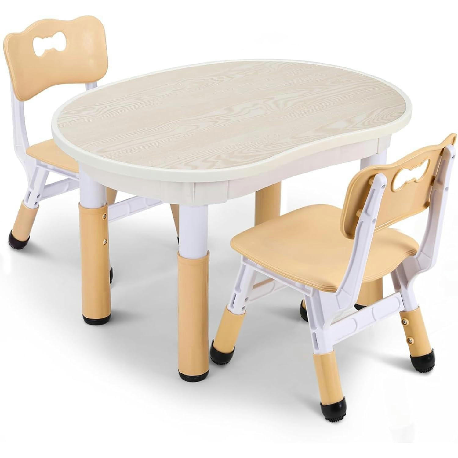 KINDERTISCH mit 2 Stühlen 3-teiliges Set höhenverstellbar Gelb - Multicolor, Kunststoff (60/60/80cm)