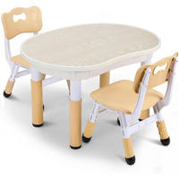 KINDERTISCH mit 2 Stühlen 3-teiliges Set höhenverstellbar Gelb - Multicolor, Kunststoff (60/60/80cm)