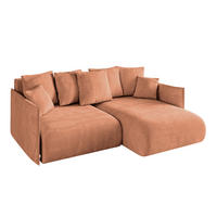 ECKSOFA Ottomane rechts ONESK-L 216x177x72 Koralle Velours - Koralle, Holzwerkstoff/Kunststoff (177/216cm) - ALTDECOR