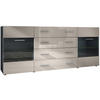 SIDEBOARD Carlos Sandgrau Hochglanz - Sandfarben, Holzwerkstoff (166/72/35cm) - Vladon
