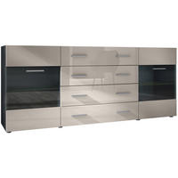 SIDEBOARD Carlos Sandgrau Hochglanz - Sandfarben, Holzwerkstoff (166/72/35cm) - Vladon