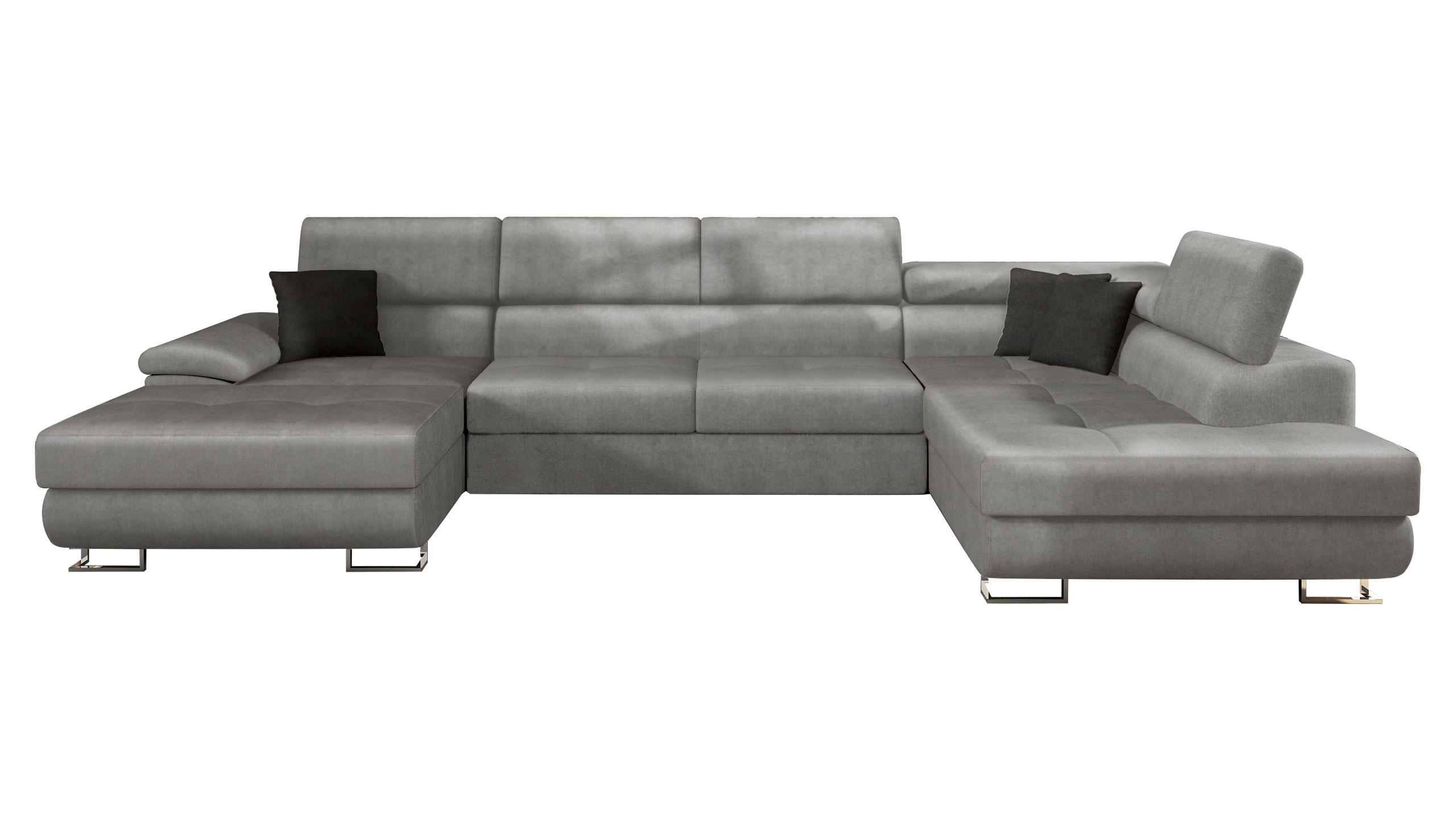 WOHNLANDSCHAFT Cotere Bis, Seite: Rechts - Chromfarben, Holz (345/91/202cm) - MIRJAN24