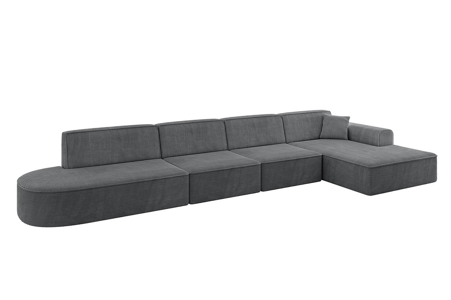ECKSOFA Ottomane Rechts IREA-L3-v3 - 413x171x79 cm Duneklgrau - Dunkelgrau, Holzwerkstoff/Textil (171/413cm) - ALTDECOR