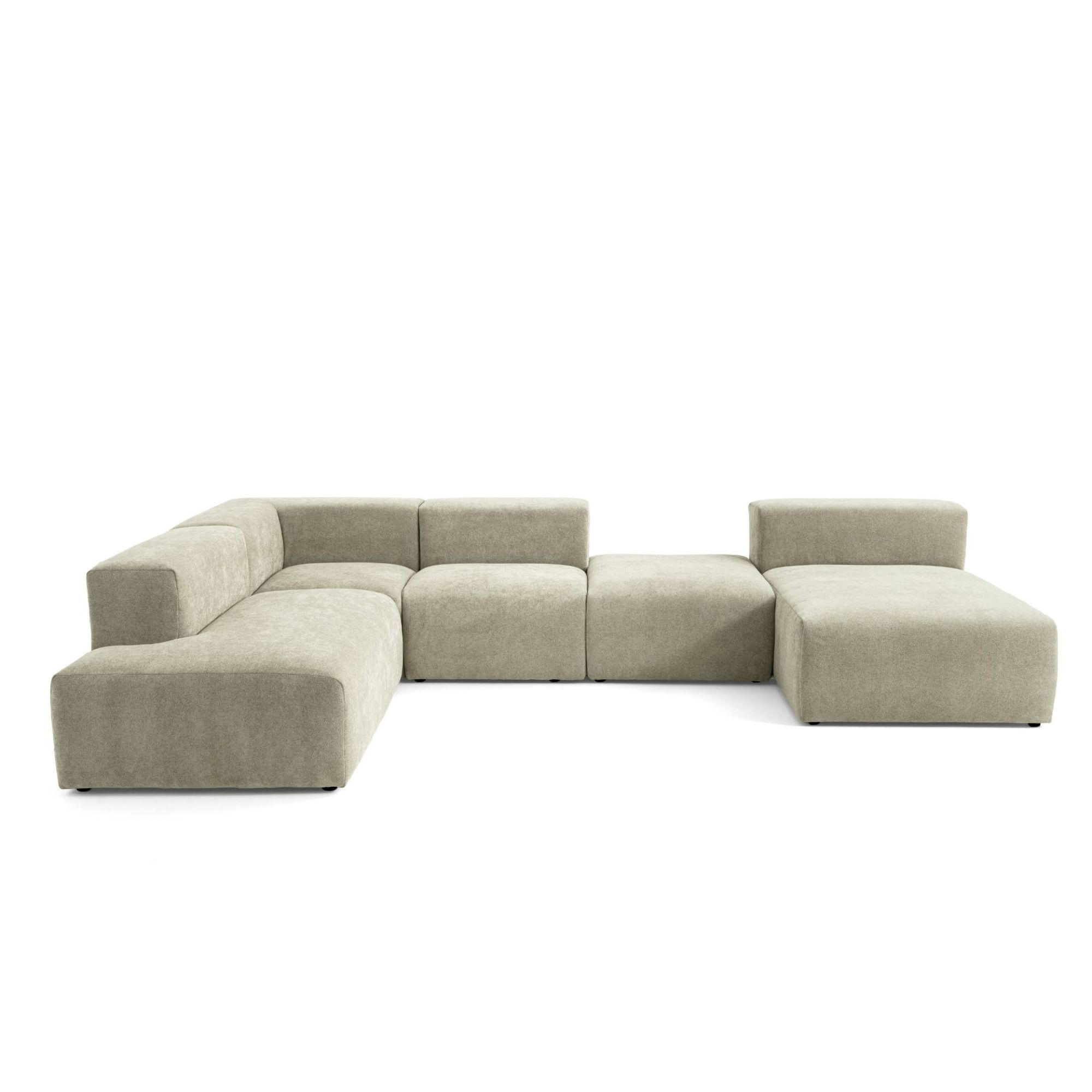 5-SITZER modulares Wohnlandschaft U XXL HEAVEN SET 6 Links, Breite 375 cm Webstoff Olivgrün - Schwarz/Olivgrün, Holz/Kunststoff (375/73/245cm) - Muffo