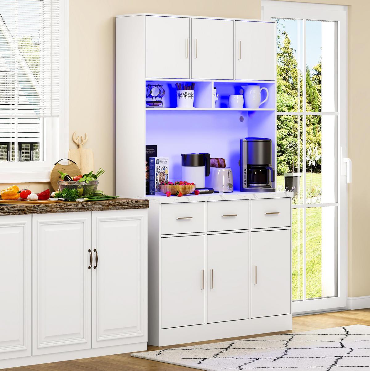 BUFFET 100/180/40 cm Weiß aus MDF mit LED-Beleuchtung - Weiß, Holzwerkstoff (40/180/100cm) - OKMYHOME