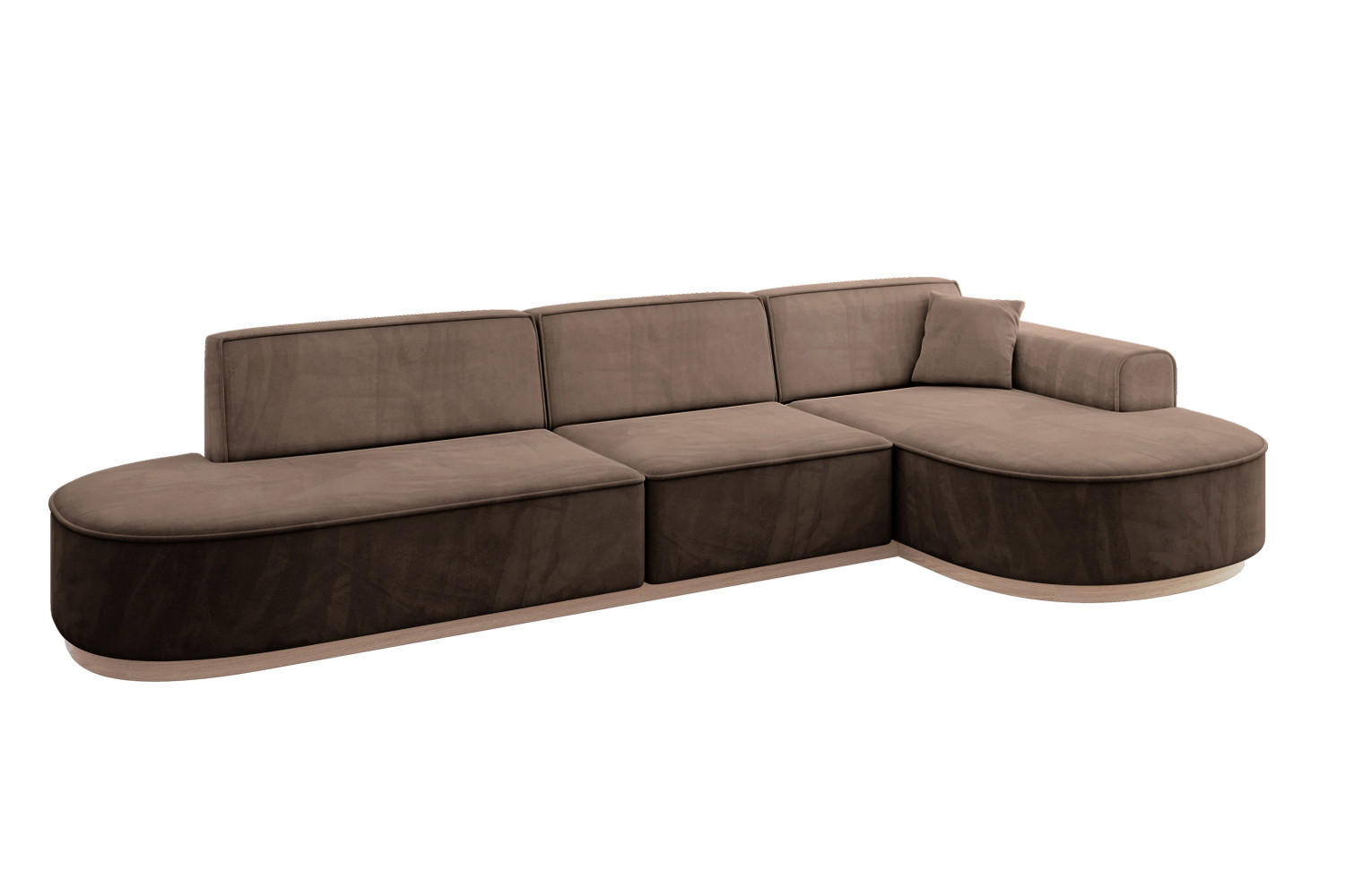 ECKSOFA Ottomane Rechts MARI-L2-v1 - 328x171x83 cm Braun Velours - Braun, Holzwerkstoff/Textil (171/328cm) - ALTDECOR