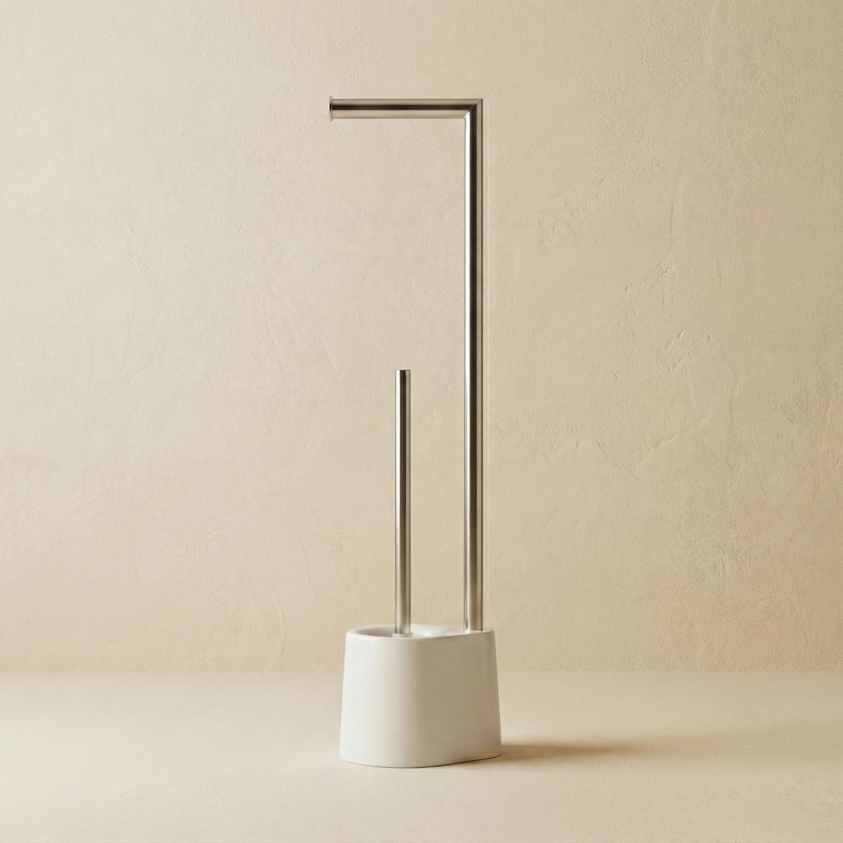 PAPIERSTÄNDER STILK mit Bürstenbehälter - Silberfarben, Metall (16/63/13cm)