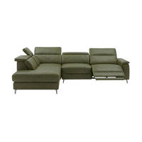 ECKSOFA Ambassador Echtleder mit 1 x Relaxfunktion Olivgrün - Olivgrün, Leder/Metall (224/272cm)